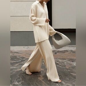 COMMENSE Pleated Cream Set
